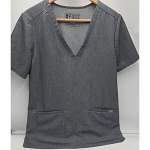 FIGS Casma Two- Pocket Scrub Top M Graphite Gray Technical Collection Nurse